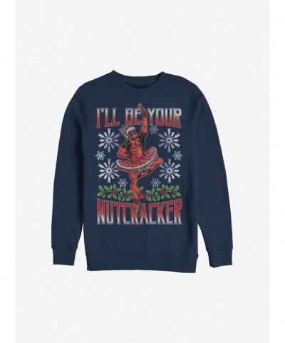 Value Item Marvel Deadpool Nutcracker Holiday Sweatshirt $15.87 Sweatshirts