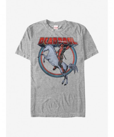 Exclusive Price Marvel Deadpool Rides Unicorn T-Shirt $10.99 T-Shirts